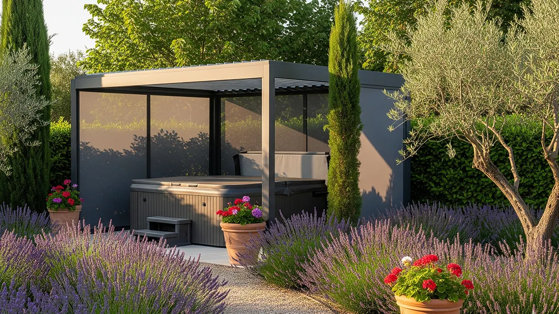 Couvrir un spa extérieur - Azur Spa Design à Fréjus, Cannes, Toulon, Aix-en-Provence, Draguignan
