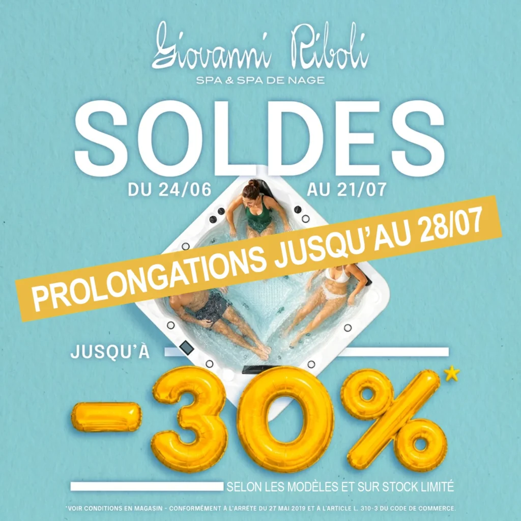 Profitez des soldes d'été jusqu'au 28 juillet sur nos modèle de spas et spas de nage à Fréjus Saint-Raphaël dans le Var
